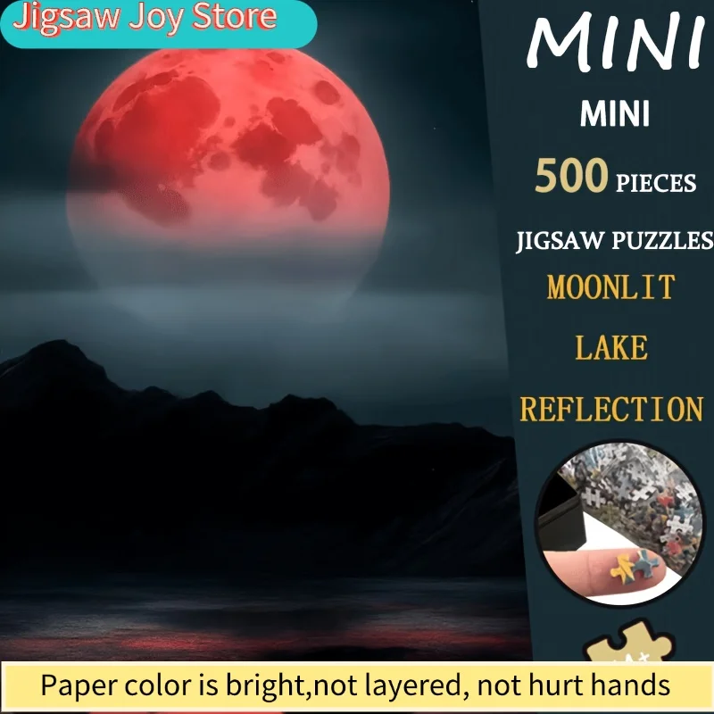 

Набор из 1 мини-пазла для взрослых — «Зеркальное отражение на лунном озере». Сложный пейзаж на воде с портативными элементами, роскошная упаковка.