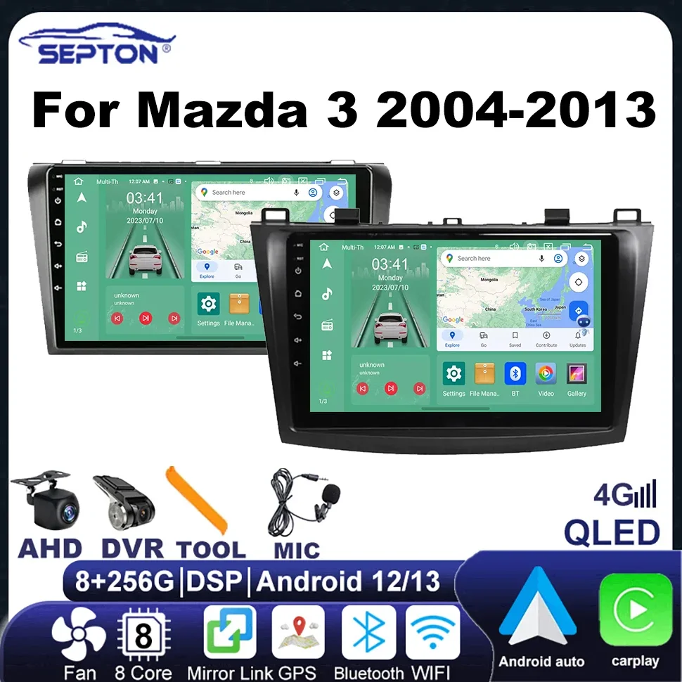 

SEPTON 2DIN Car Radio Multimedia Player for Mazda 3 2004-2013 Navigation Stereo GPS 4G Carplay Android Autoradio Head Unit 8Core