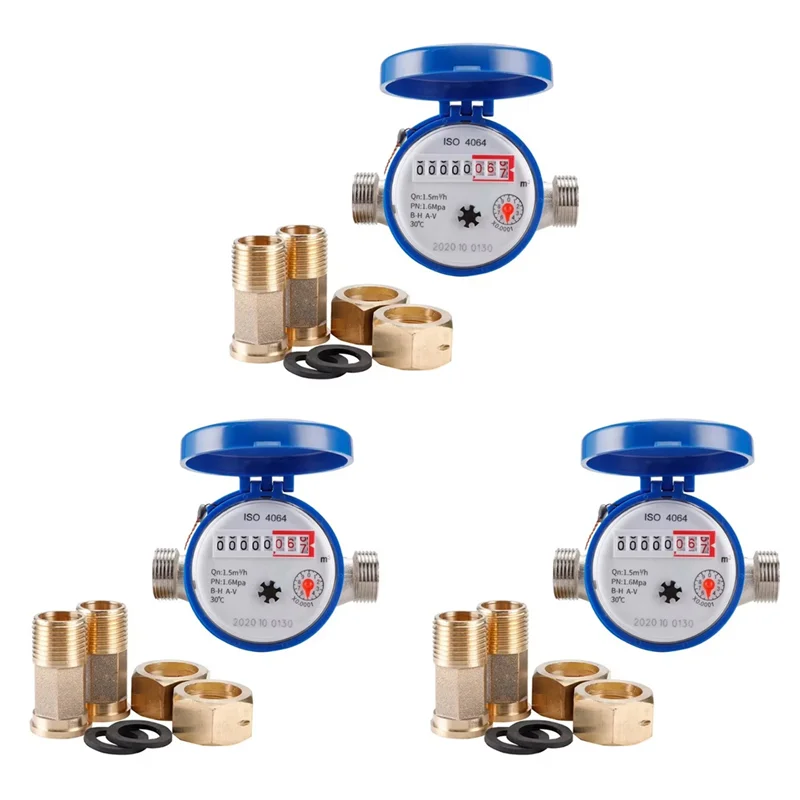 【A87T】3X Contatore dell'acqua intelligente Puntatore rotante meccanico Contatore dell'acqua del flusso Display digitale Strumenti di misurazione dell'acqua