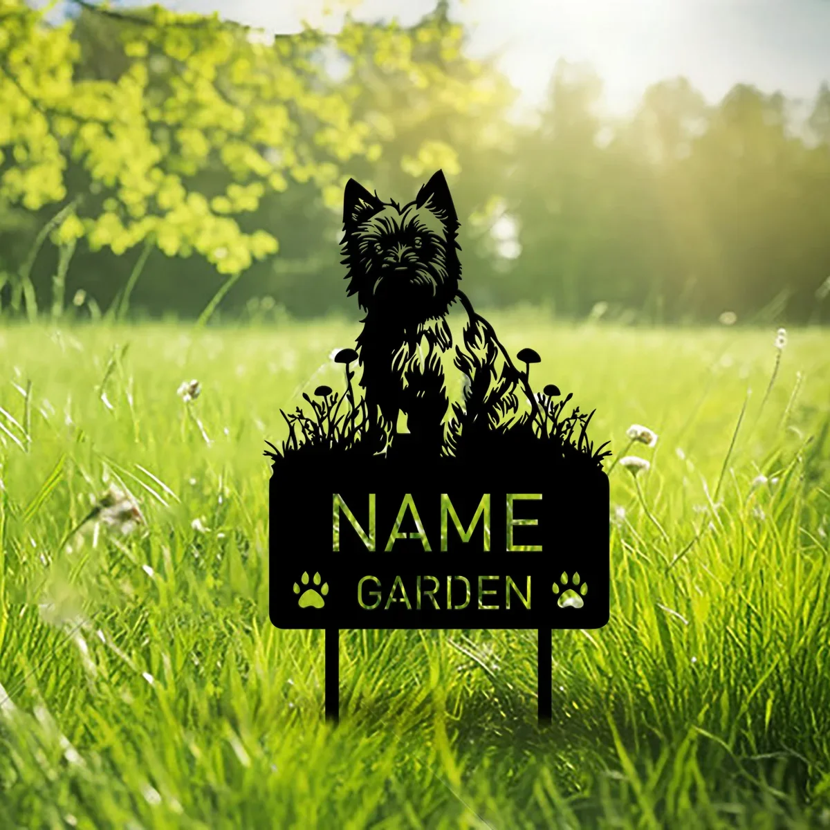 Custom Cairn Terrier Dog Metal Memorial Garden Stake Personalized Pet Grave Marker Name Sign Remembrance Stake Decor Sympathy