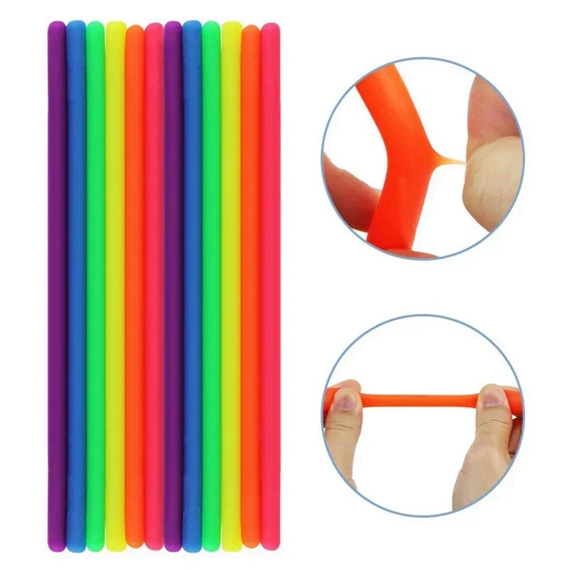 6Pcs Funny Noodle Pack Stretchy String Fidget Toys for Kids Adults ADHD Autism Autistic Sensory Toys to Relieve Stress Gifts