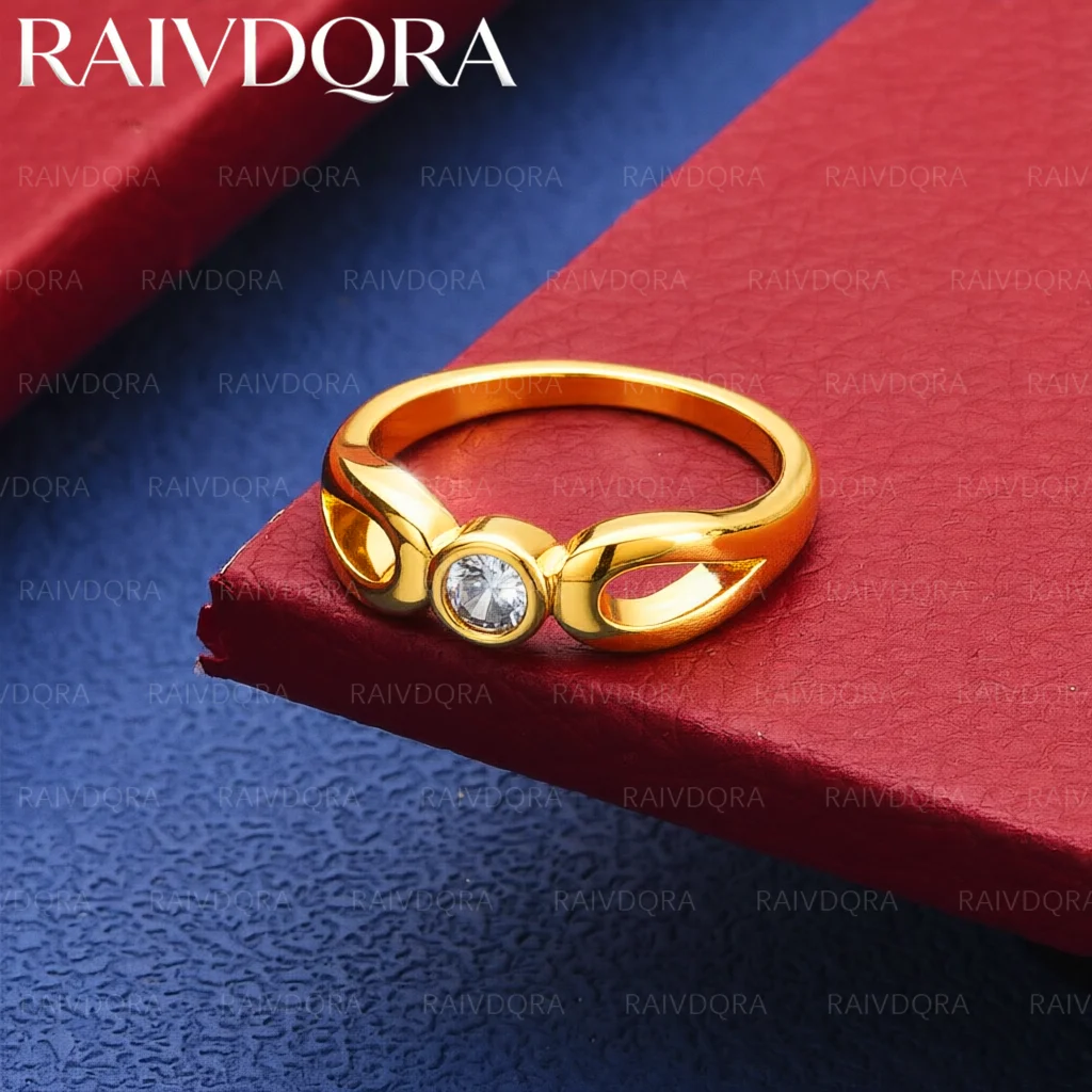 18K Gold Plated Size 8 Zircons Heart Combination Ring For Women Fashion Jewelry Vintage Grace Charm Noble Party