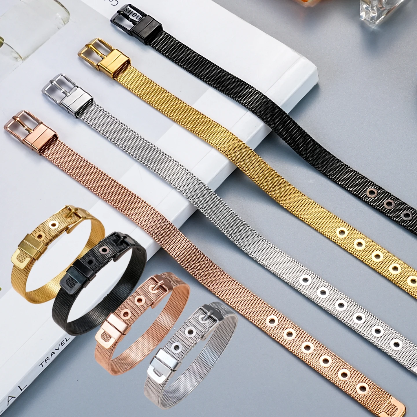 6mm 8mm10mm Small size Fashion Milan Watch band Bracelet Women's Stainless steel metal Watch Strap DIY accesorios de joyería