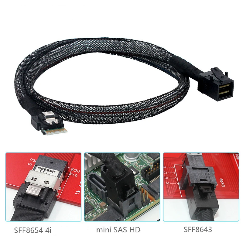 

Slim-SAS SFF-8654 4i 38Pin Host to Mini SAS HD SFF-8643 36Pin Target 12Gb/s Storage Device Server Computer RAID Data Cable 0.5m