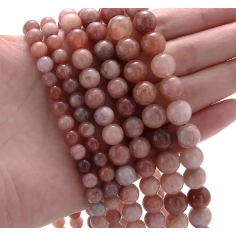 Fashion Natural Stone sunstone Charm Loose Bead DIY Round Beads Jewelry Accessories