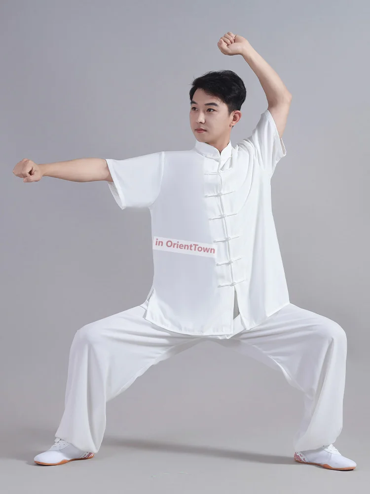 Uniforme de Tai Chi, tendencia tradicional china, traje de Wushu Kungfu, Color blanco, ropa de artes marciales Wing Chun, ropa de ejercicio matutino