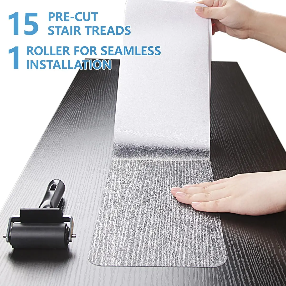 15Pcs Large Size Non Slip Stair Stickers Pre-Cut Anti Slip Strips for Protect The Elderly Kids and Dogs Waterproof Grip Tapes