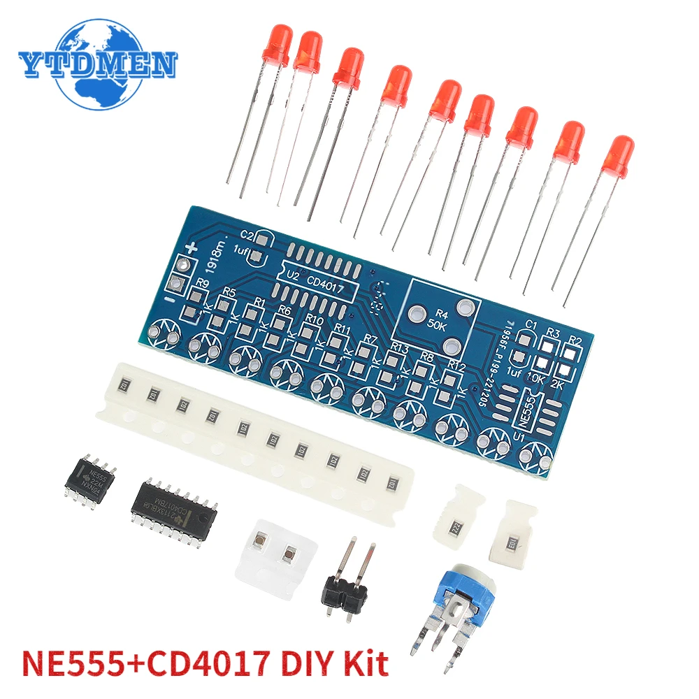 NE555 CD4017 10 Way Led Water Lamp 2.5-14.5V Light Water Flowing Light LED Module DIY Kit
