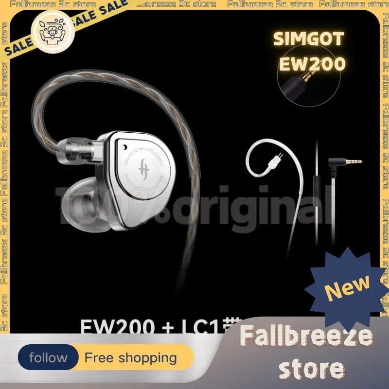 

Simgot Ew200 Gaming Earphones Wried Hifi Moving Coil In Ear Earplugs All Metal Game Interchangeable Cable Music Headphones gift