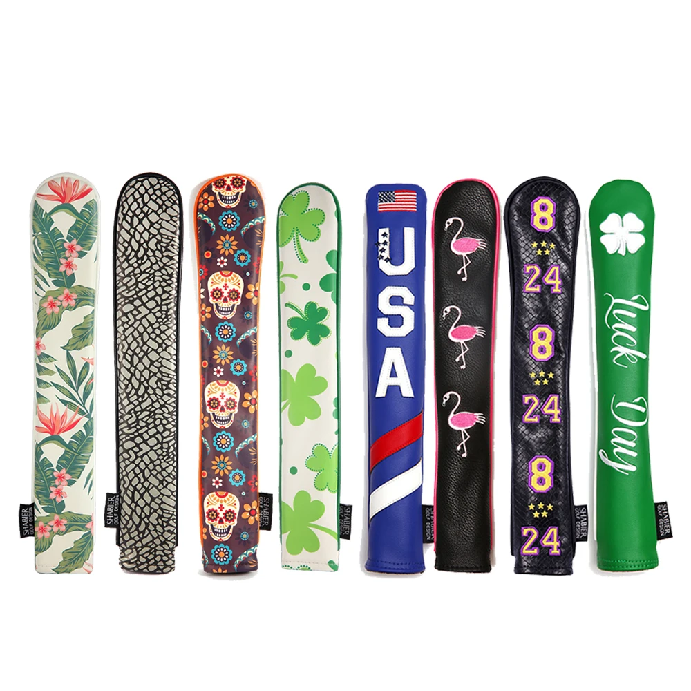 PU Leather Embroidery Printing Multiple Choices Golf Alignment Stick Case Holder Cover