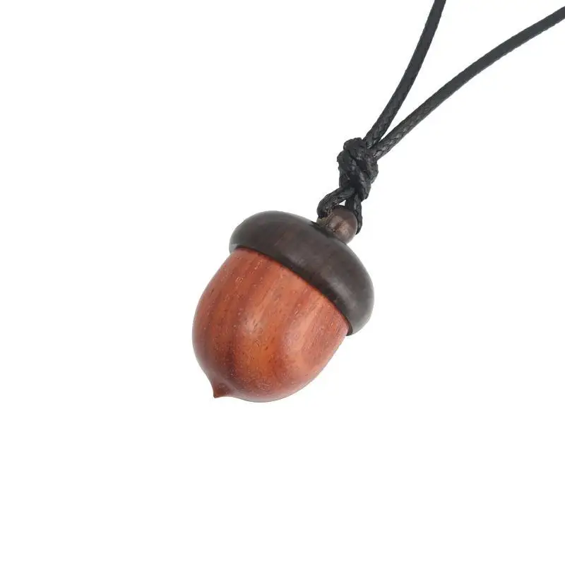 Lightweight Bohemian Acorn Necklace Openable Colorful Wood Pendant Comfortable Jewelry for Women Travel view 4