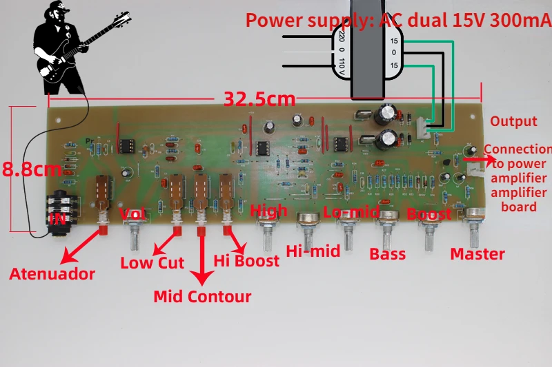 Fai da te elettrico Bass Bass Bass Preamp Circuit Board Bass Guitar Speaker Circuit Board Preamp Tone