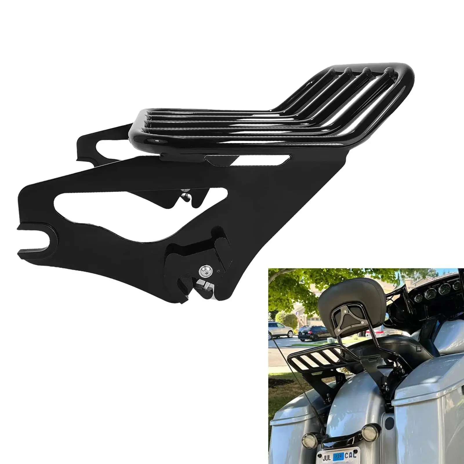 

Для Harley Davidson Street Road Glide Electra Glide Road King 09-23 Съемный двухместный багажник для мотоцикла, заднее крепление