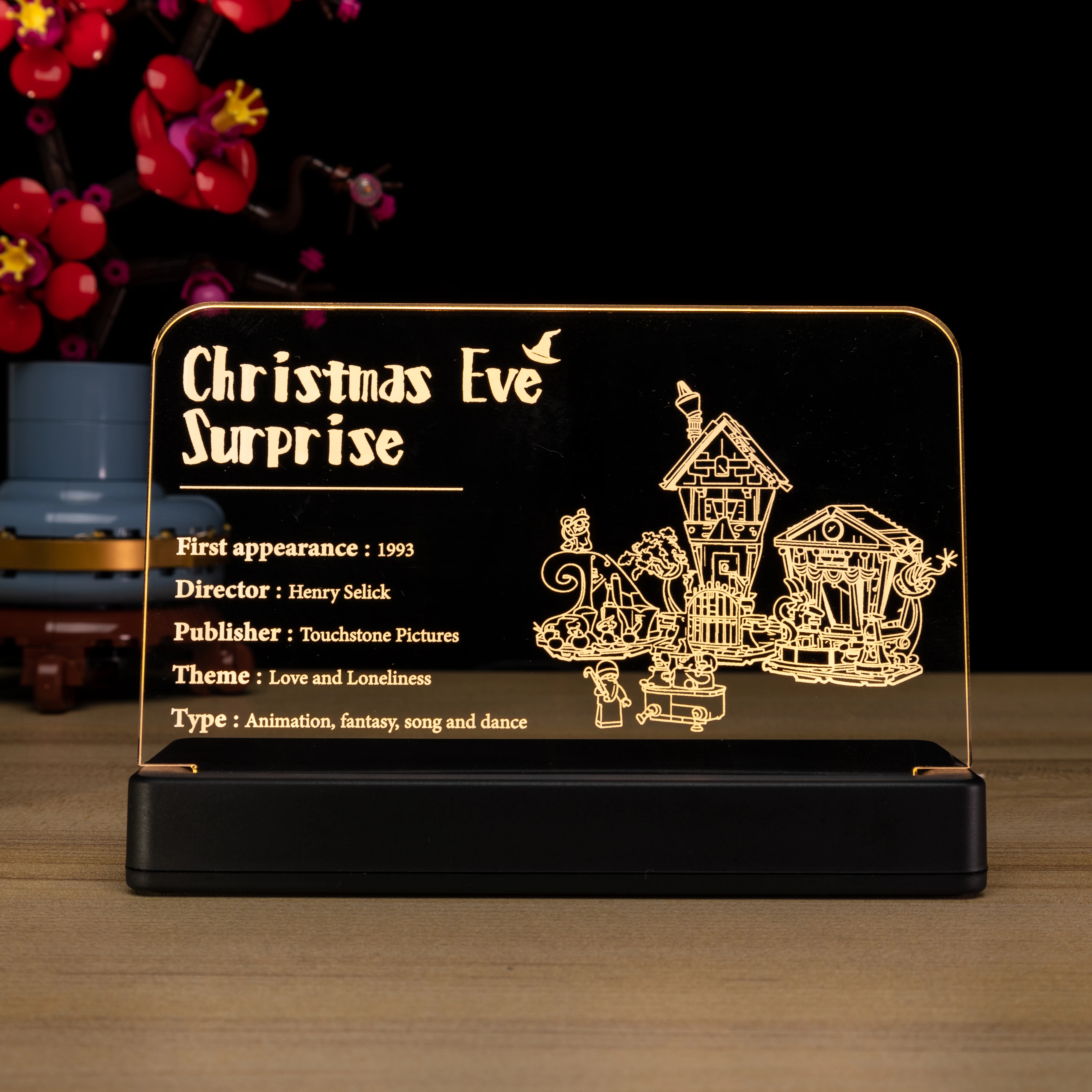 Letrero acrílico con luz LED Kyglaring, placa con nombre para Disney, The Nightmare Before Christmas de Tim Burton, 21351