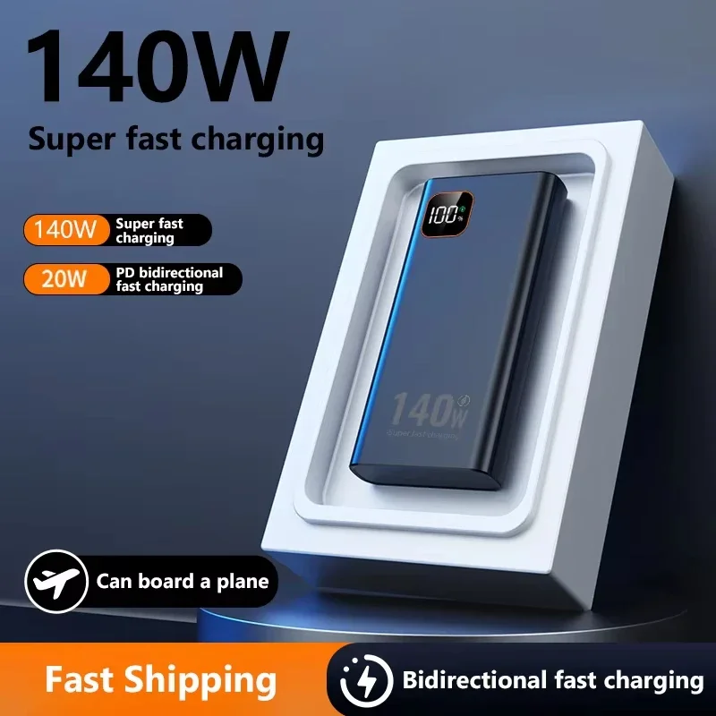 Lenovo 500000mah Ultra Capacity Power Bank 140W Super Fast Charging CCC Portable Charger For IPhone Samsung 2026 New