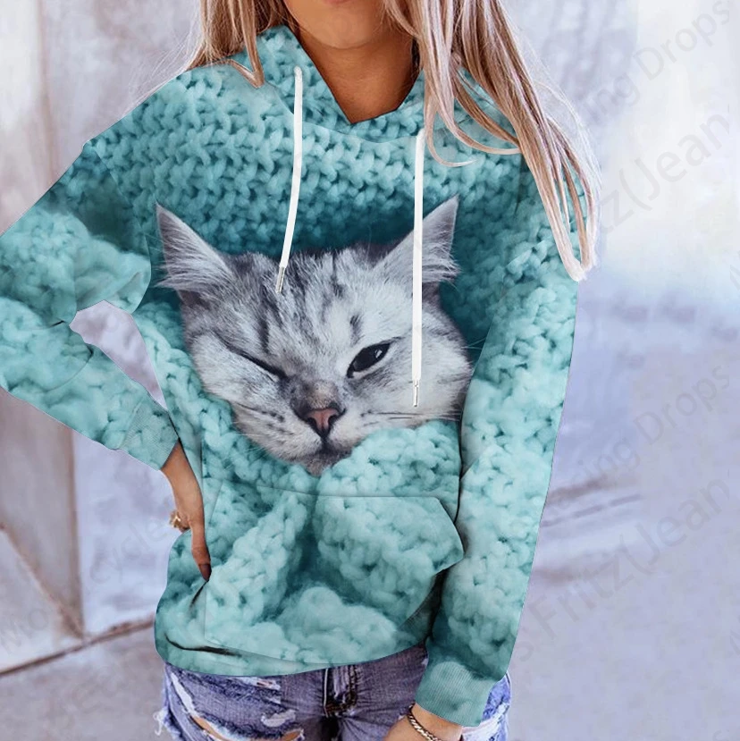 Lovely Cat 3d Print Hoodie Women Fashion Oversized Hoodies Women Sweats Coat Girl Hooded Sweats Pullover Women\'s Clothing Cute