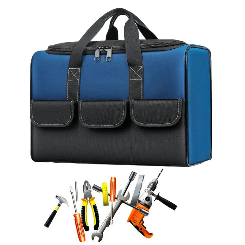

Сумка для инструментов электрика, большая сумка для переноски инструментов, сумка для электрика, водонепроницаемая сумка для инструментов из ткани Оксфорд, сверхмощный органайзер для хранения, работа