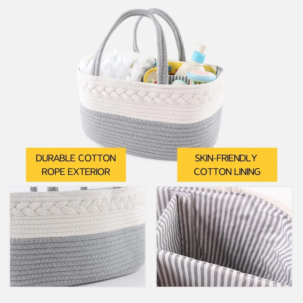 1pc Cotton Baby Diaper Caddy Organizer Canvas Portable Organizer for Changing Table Bag Baby Diaper Storage Basket