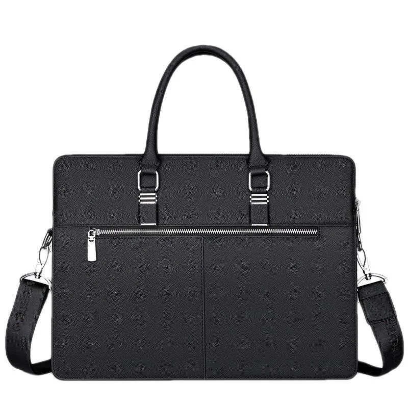 Business Genuine Leather Men's Briefcase Bag 14-Inch Laptop Bag Handbag Large Capacity Male Shoulder Bag for Document