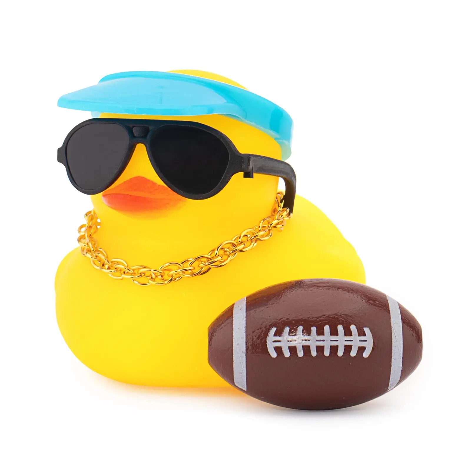 Rubber Duck Car Ornaments Dashboard Decorations for Cool Car Accessories with Rugby Football