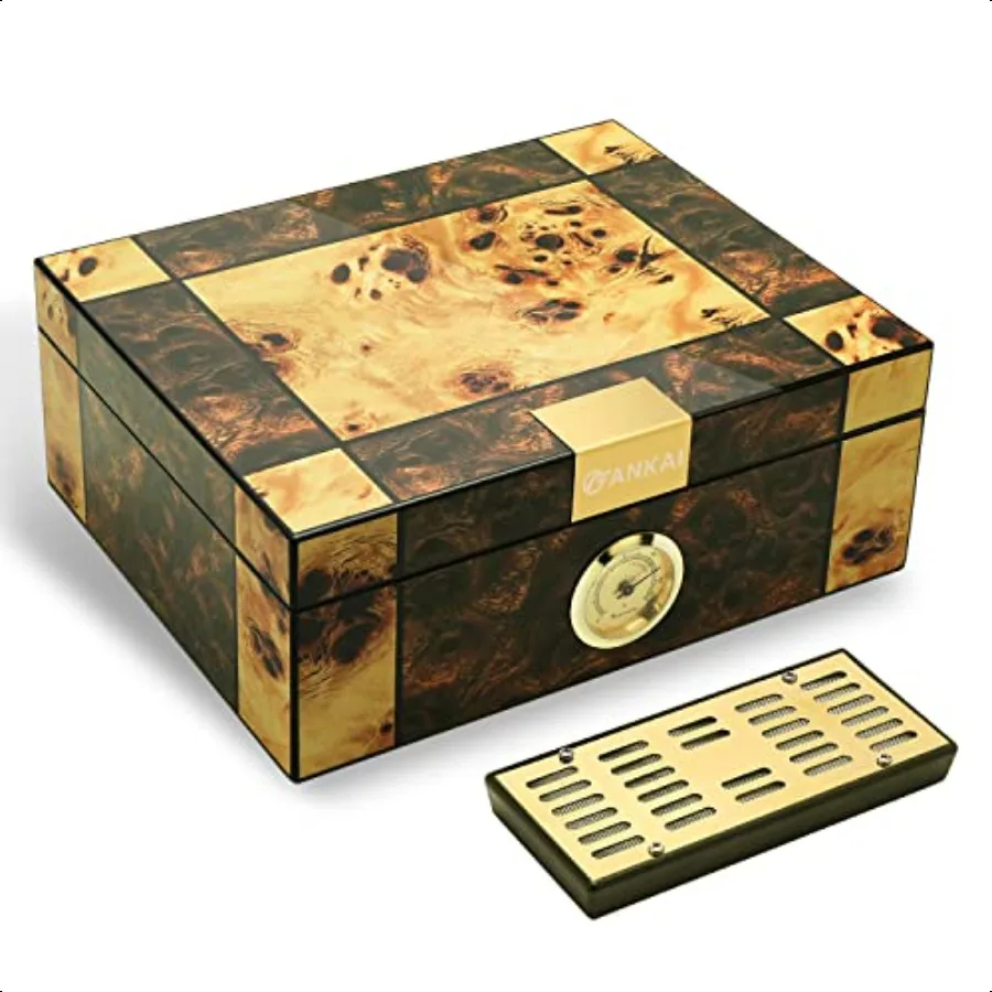 

Cigar Humidor Cedar Wood up to 60 Cigars Gift for Men