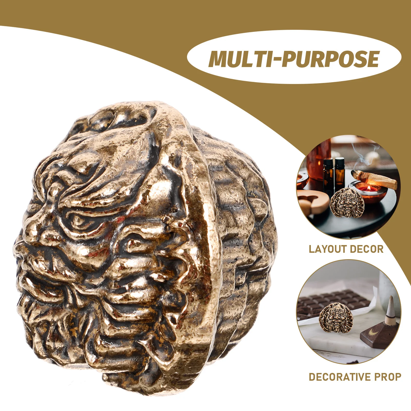 

Brass Walnut Decor Carved Walnut Ornament Chinese Style Hand Exercise Ball Desktop Home Decoration Chinese Things