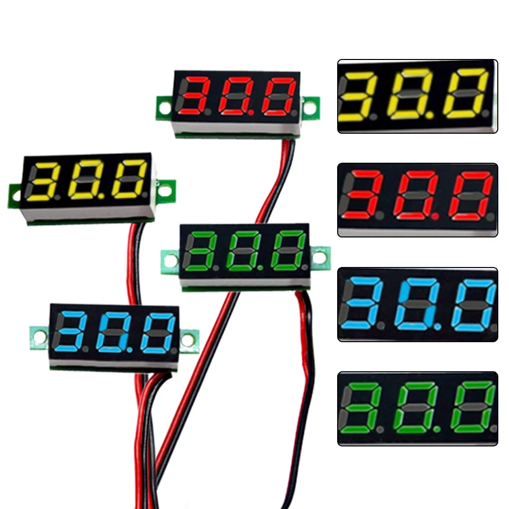 0.28-inch LED Digital Voltmeter Supporting DC 2.5V To 40V Input With Polarity-Safe Wiring And Auto-Ranging Decimal Display
