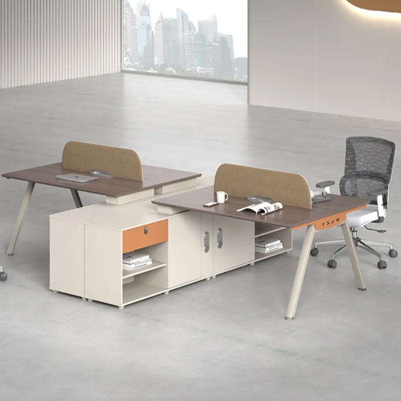

Staff desk 2 people, simple modern office 4 people, computer desk card space, office desk and chair combination