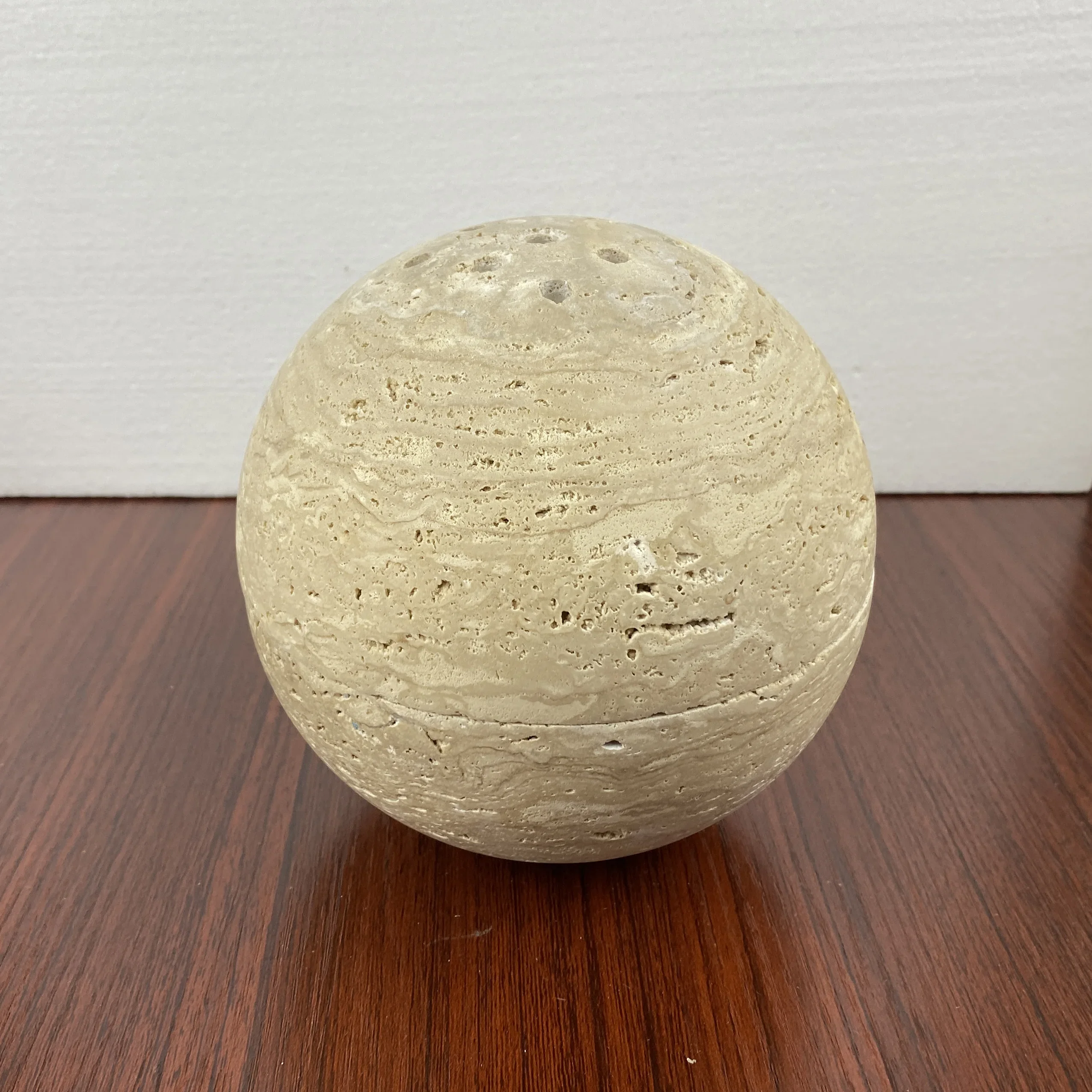 1pcs Wholesale Sphere Marble Incense Holder Natural Travertine Incense Burner with Stainless Steel Bowl