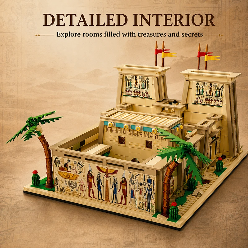 Egyptian Temple MOC Building Block Set Ancient Architecture Model Kit Pyramid Era Collectible Display Holiday Gifts 2073Pcs