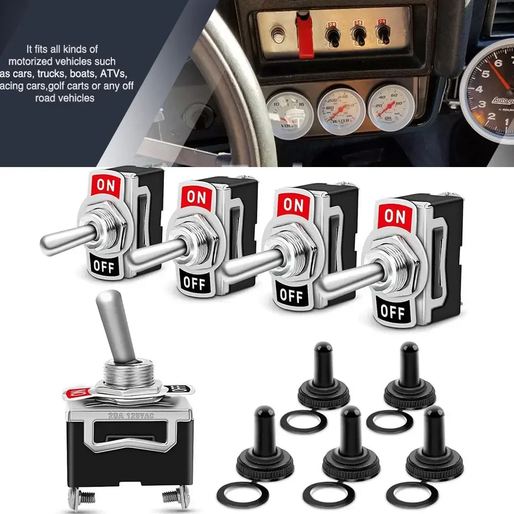 5 個のミニ ON/OFF トグルスイッチキット - 車/トラック/ボート用防水ラッチロッカースイッチ