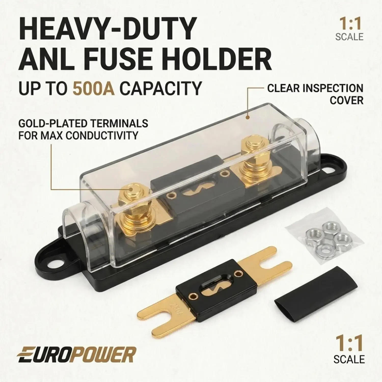 ANL Schraubbarer Sicherungsblock 30A-500A Hochstrom-Sicherungshalter Flammhemmend PA66+PC für Auto-Audio Solar Auto RV Marine Schaltkreise – Detail 5
