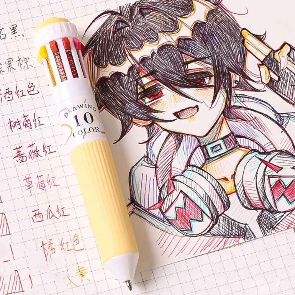 

Набор из 3 креативных механических шариковых ручек 10 в 1, 0,8 мм, многоцветные, со сменными стержнями