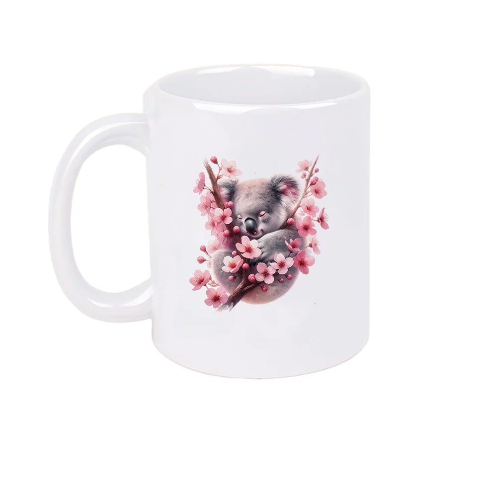 11oz Cute Koala Sleeping on Cherry Blossom Ceramic Coffee Mug for Home Use Holiday Present Birthday Party Summer Travel Tablewar