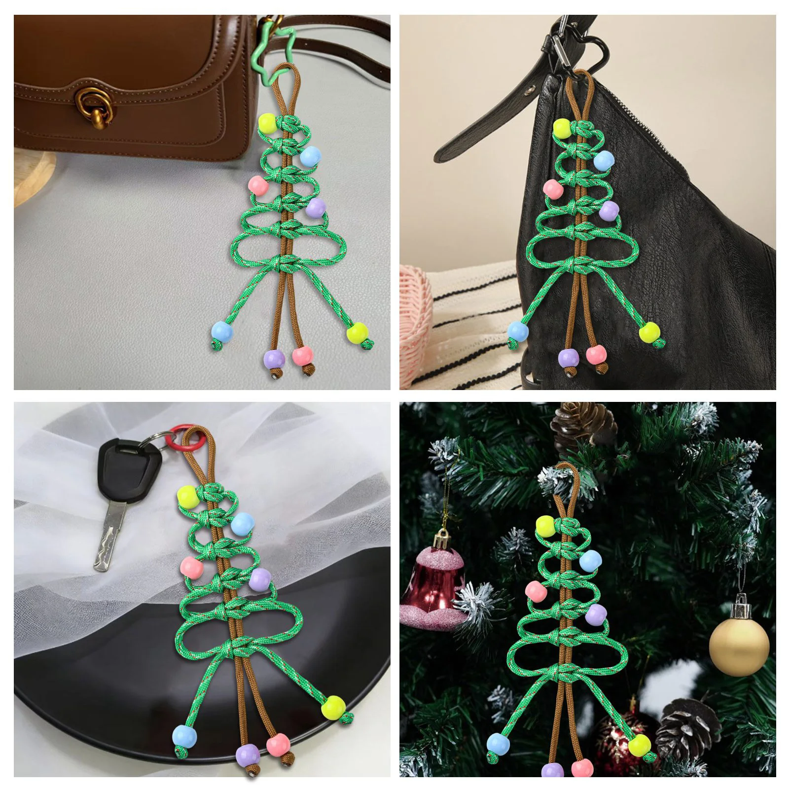 PandaHall 4 Stück Polyester-Hängeornamente für Weihnachtsbäume, grün, 205 x 74 mm, für Weihnachten, Feiertage, Schmuckherstellung, Basteln – Detail 7