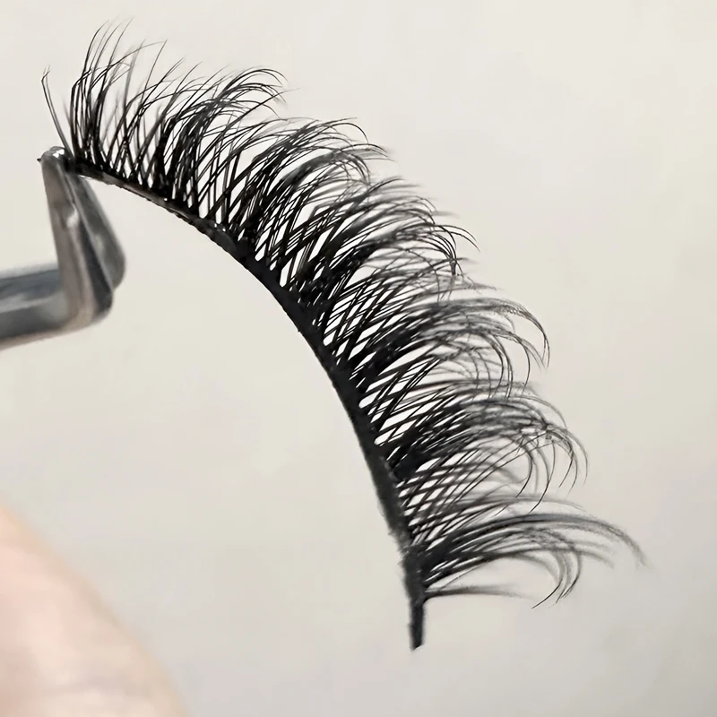 5 أزواج من الرموش الصناعية ذات الشريط الكامل الخالية من الغراء، شريط صلب على طراز المانجا الكثيفة قابل لإعادة الاستخدام #4