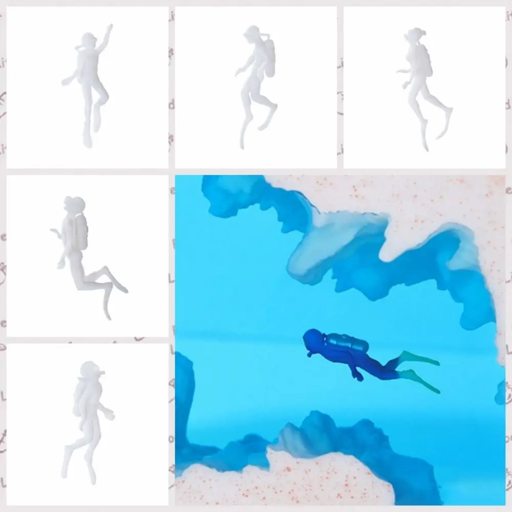 

Decorative Diver Action Figures Model 3D Plastic Micro Landscape Diver Model Unpainted White Diver Figurine Toys Fish Tank