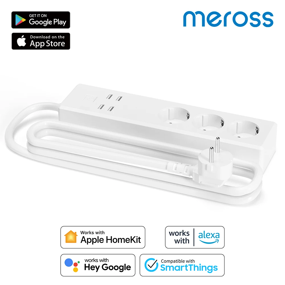 Meross HomeKit Smart Power Strip WiFi Surge Protector EU/UK Plug Power Socket Support Siri Alexa Google Assistant SmartThings