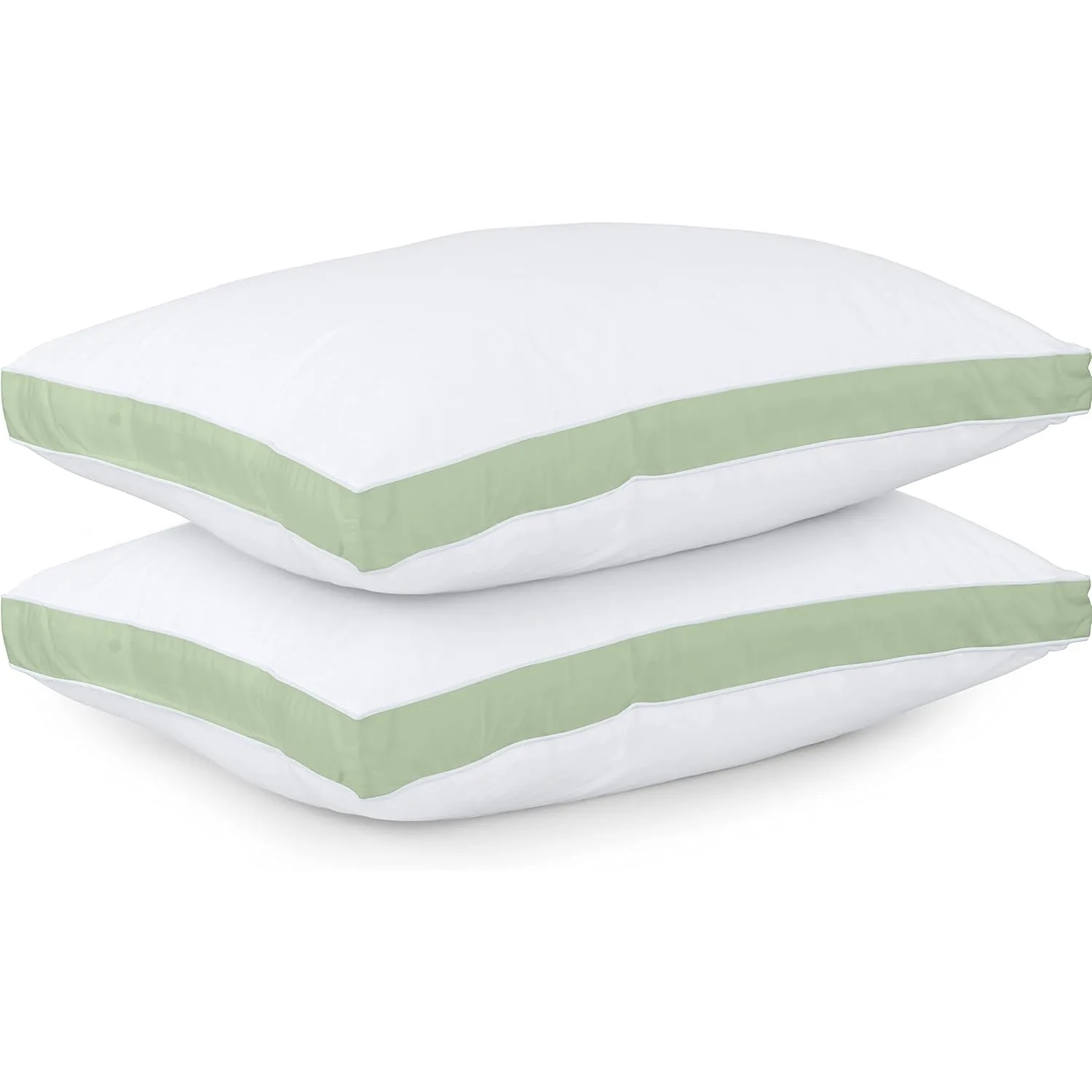 Bed Pillows for Sleeping Queen Size (Sage Green), Set of 6, Cooling Hotel Quality, Gusseted Pillow for Back, Stomach or