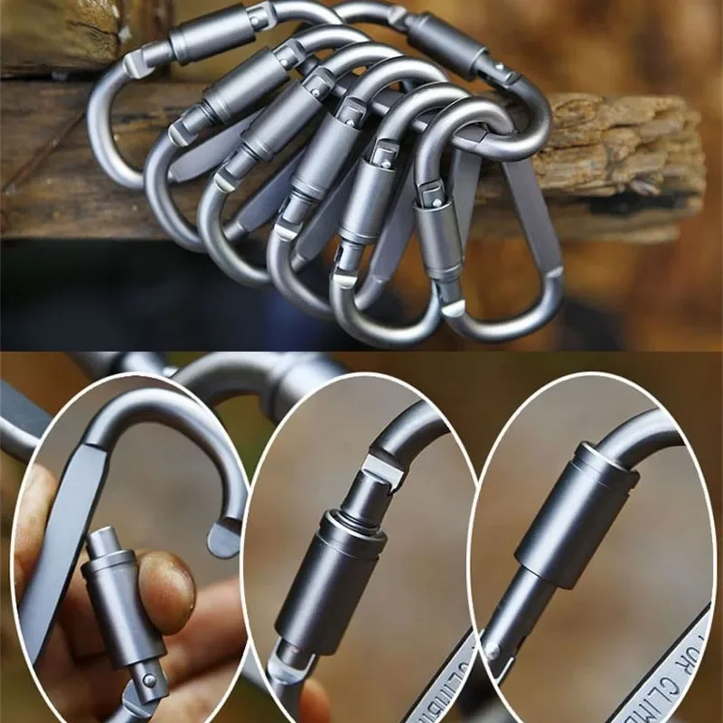 

6pcs/Lot Carabiner Travel Kit Camping Equipment Alloy Aluminum Survival Gear Camp Mountaineering Hook Carabiner Camp Accessories