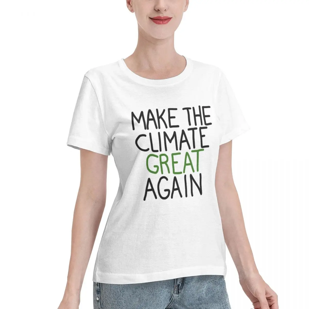 Long Lasting Make The Climate Great Again Women's T-shirt Trendy Casual College Girls Top