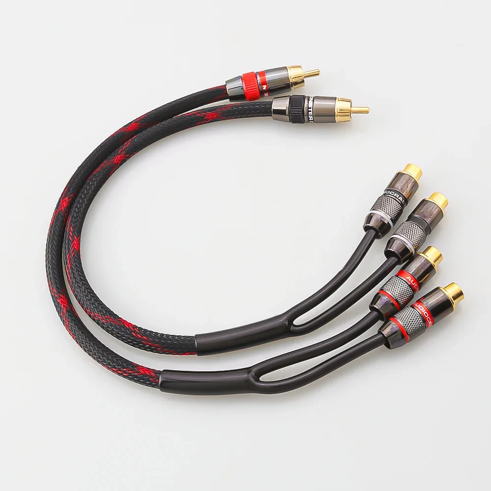 HiFi Y Splitter Audio Cable RCA Male to 2 Female Plug RCA Connector Adapters Cable Wire Cord for Amplifer