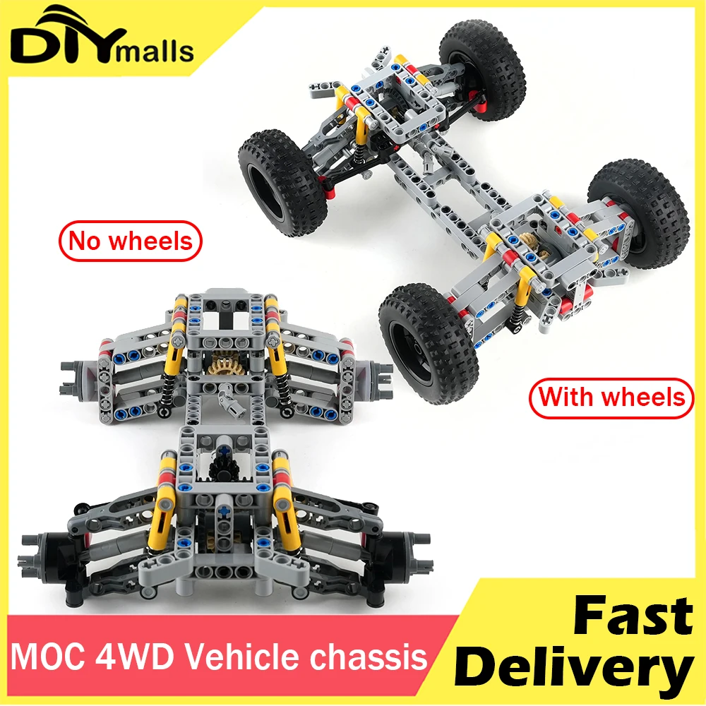 

D220 MOC 4WD Independent Suspension Differential Chassis Steering Axle Building Blocks Four-wheel Drive Tech Car Parts Toys Gift