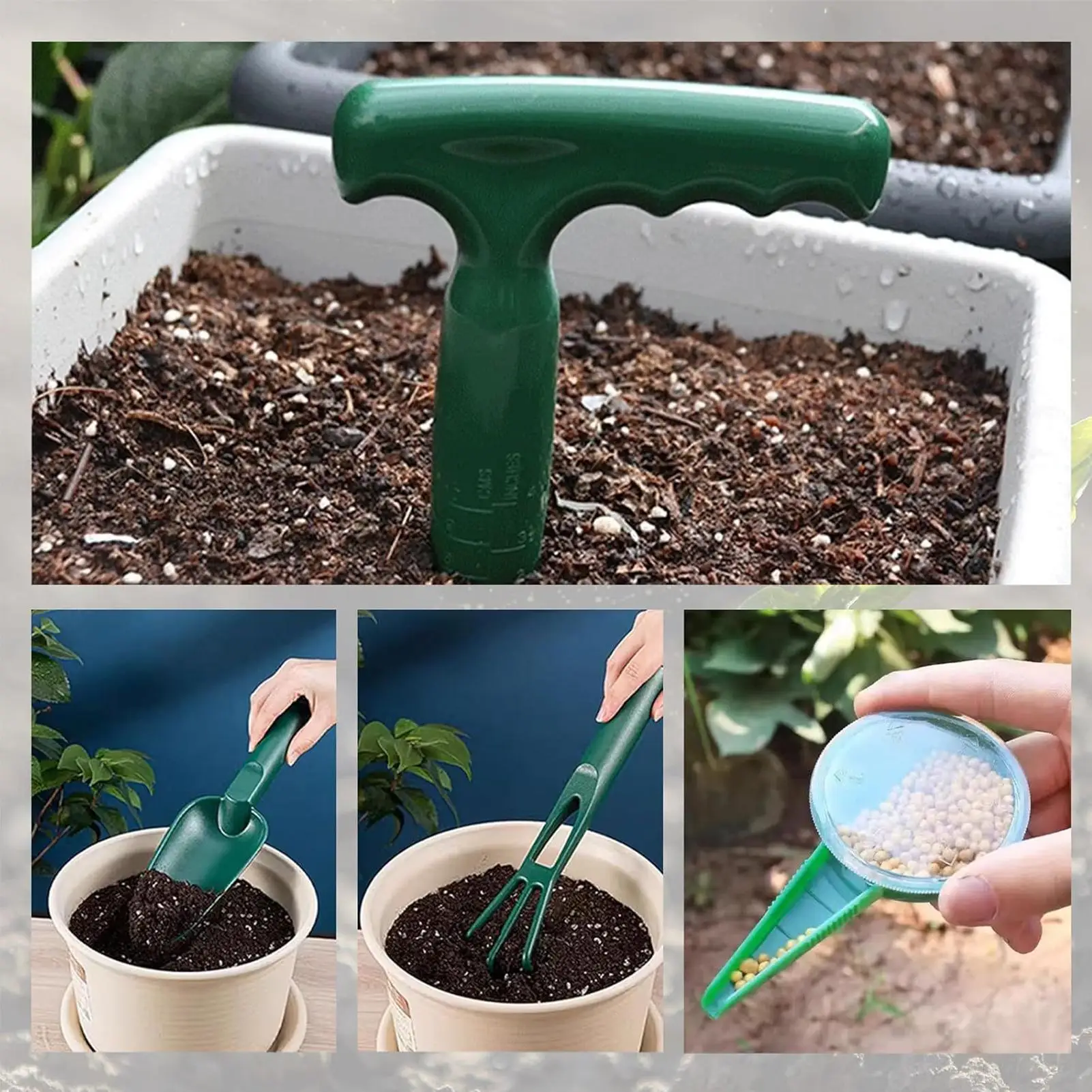 Gardening Hand Tools Set with Sowing Dispenser and Repotting Mat for Planting Seedlings Vegetables Flowers Cultivation