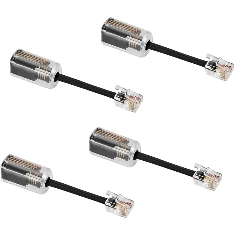 Cable telefónico RJ9 4P4C de alta elasticidad, cable en espiral para teléfono fijo de 8 pies con desenredador giratorio de 360 grados para teléfono fijo de oficina