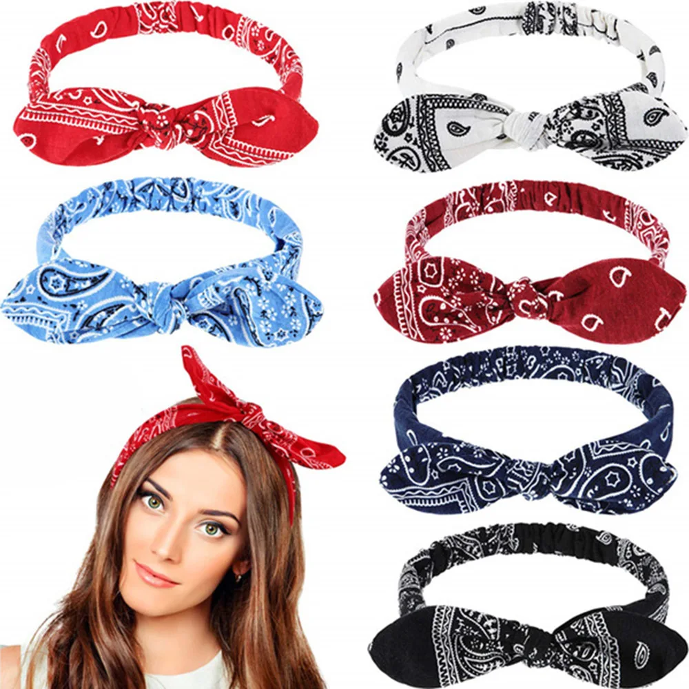 

Floral Print Rabbit Ear Ribbon Headwear Hairband Scarf Headband Hair Band Accessories Women Headwear Ornaments Floral Scrunchie