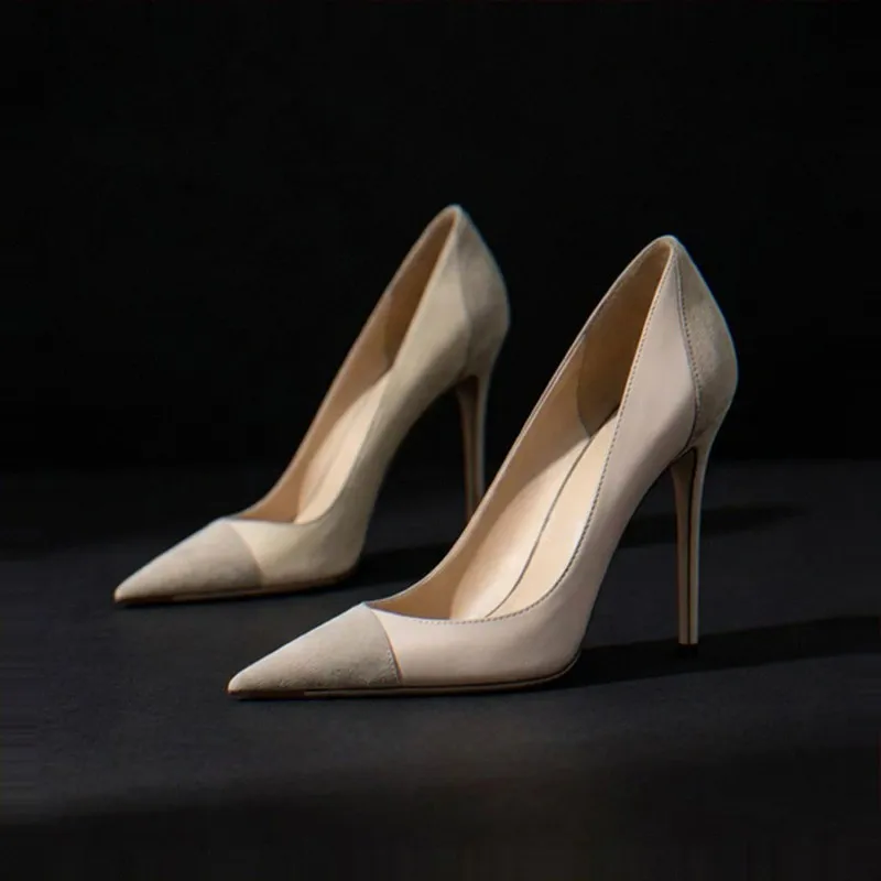Yuejinlong # Escarpins à talons aiguilles YJ26-232 à bout pointu, style color-block élégant de célébrité, talons pour femmes pour le quotidien et les soirées