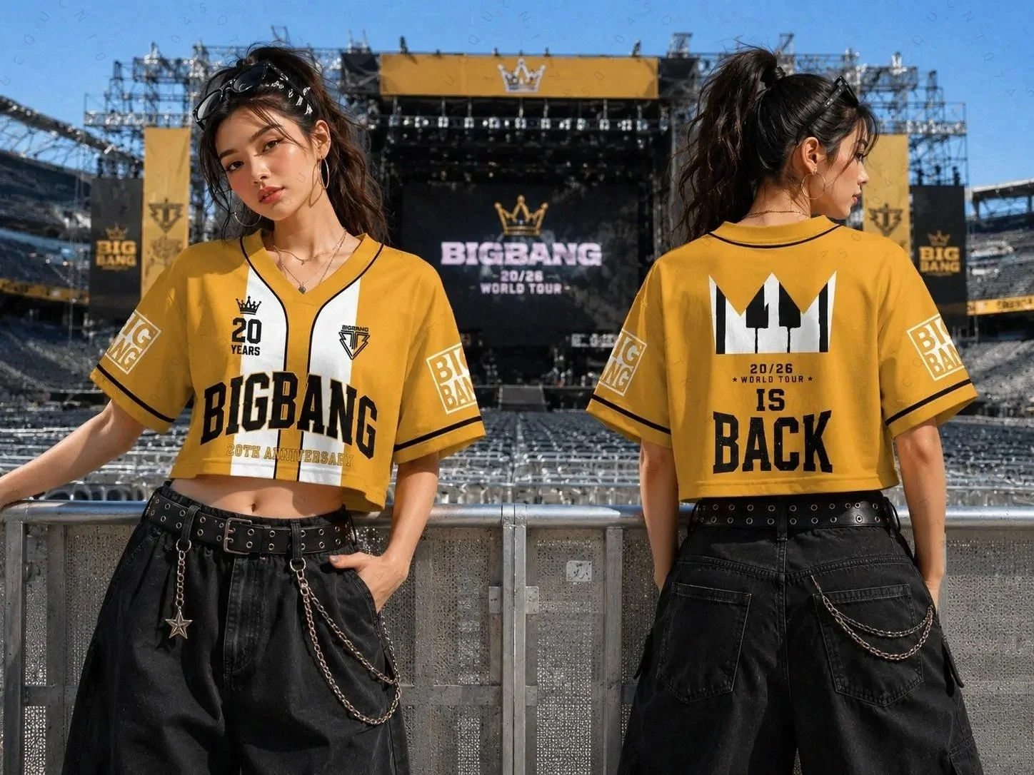 BIGBANG 2026 WORLD TOUR World Tour Side Short Style T-Shirts Printed Loose Y2k Streetwear Couple Motorcycle T-Shirt Fan Gifts ﻿