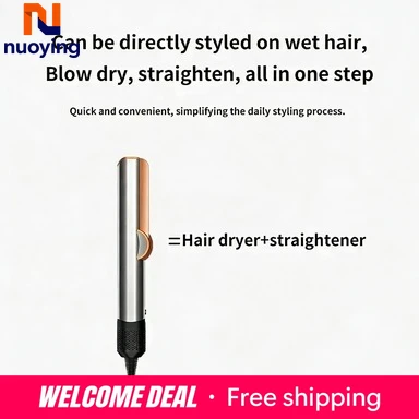 Secador de Pelo 2 en 1 de Alta Eficiencia, Plancha de Pelo con Iones Negativos para Cabello Seco y Mojado, Peinados Duraderos
