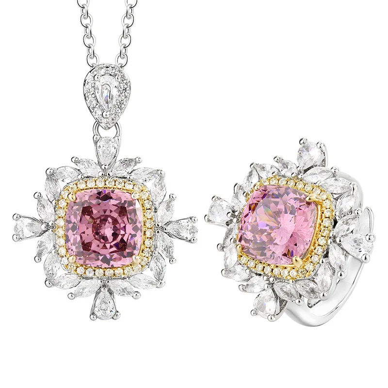 Jewelry Gold-Plated Real Bird's Nest Cut Dried Rose Vintage Fat Square Set for Women10*10